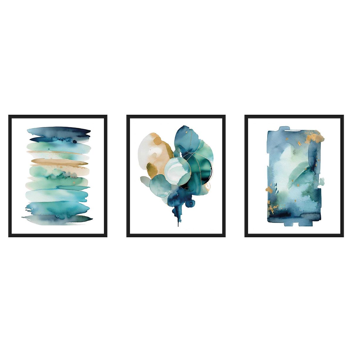 GENERICO - Tríptico Azul Sereno 40x50 cm tonos azul y beige