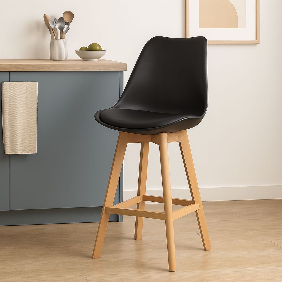 WHITE MARKET - Pack x 2 Taburetes acolchado Eames Negro