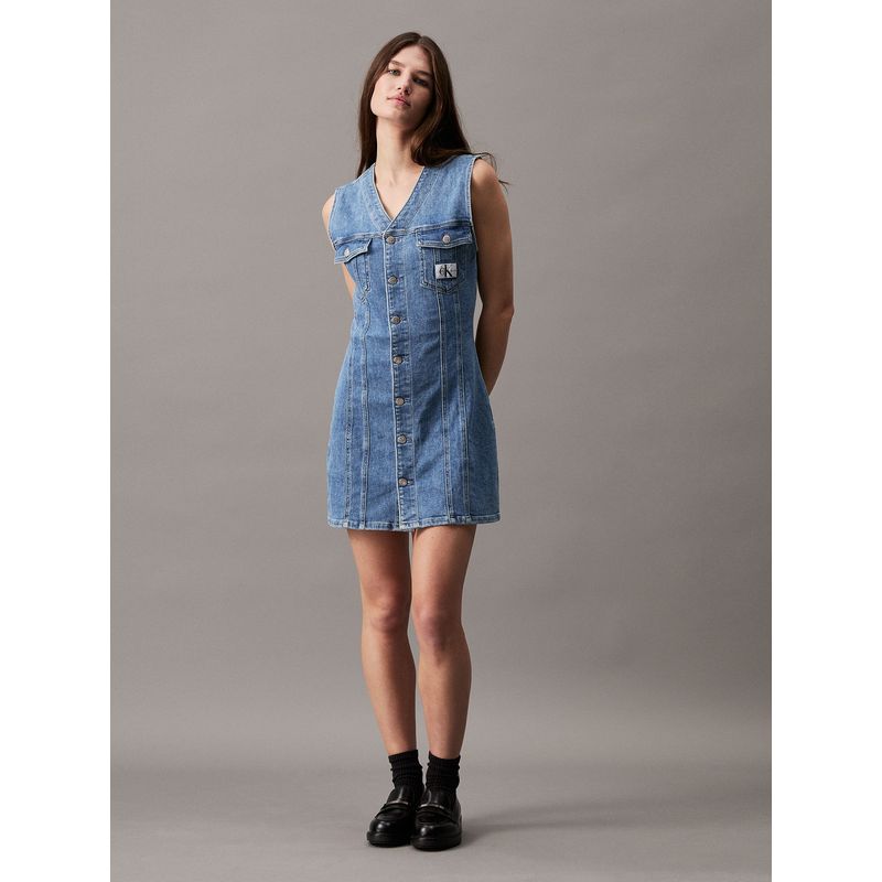 CALVIN KLEIN - Vestido Sleeveless Denim Azul Calvin Klein