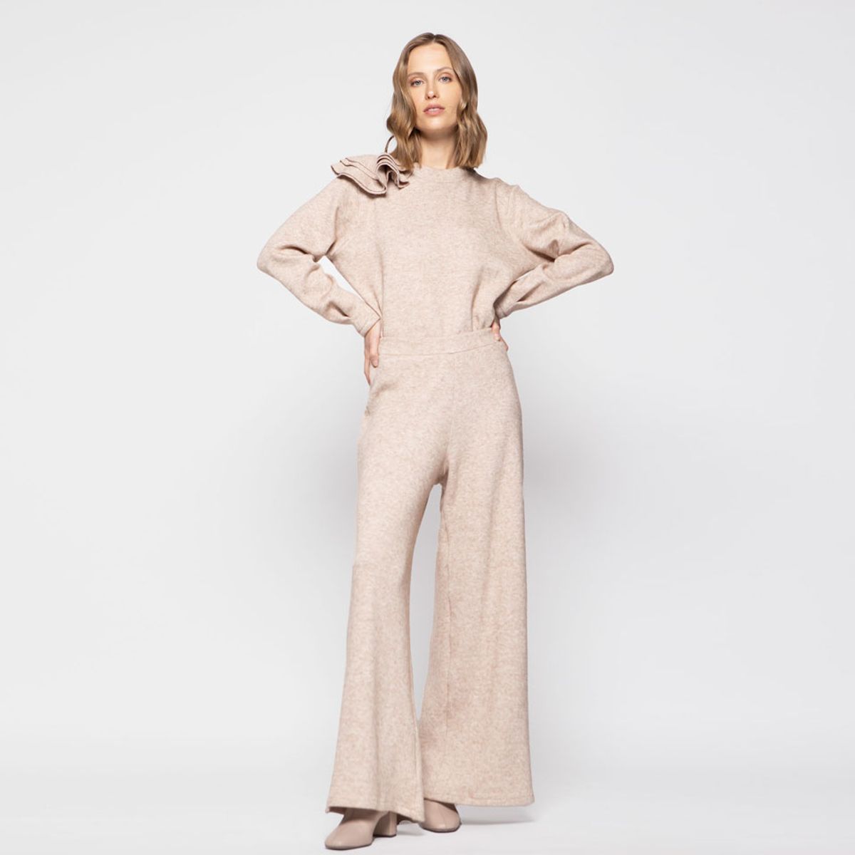 LUDOVICA - Pantalon Mujer Dalia Beige Ludovica