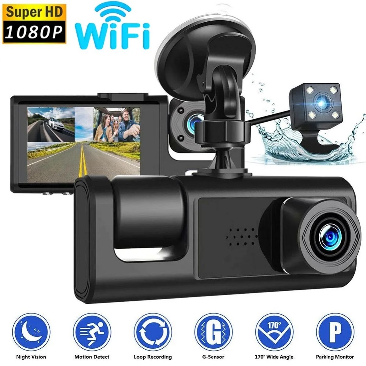 Cámara DVR para Auto Full HD 1080P 3 Canales Visión Nocturna WiFi, marca STARTECHOFFICE - Foto Principal