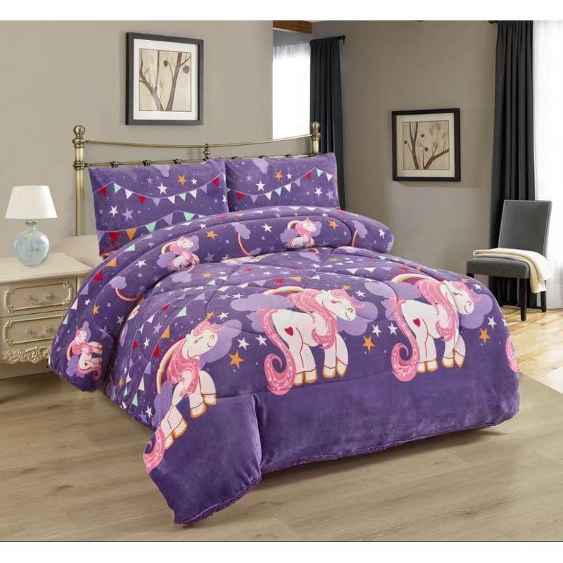 GENERICO - Cobertor Plush con Chiporro de Invierno 1,5 plazas - Unicornio