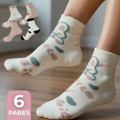 OMAS - Pack 6 Pares Calcetines Terciopelo de Visón Mujer Surtidos Algodón