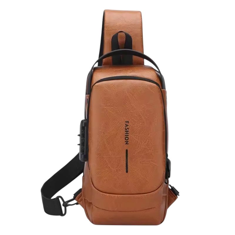 GENERICO - Bolso De Pecho Antirrobo Con Contraseña Para Hombre Bandolera De Carga USB