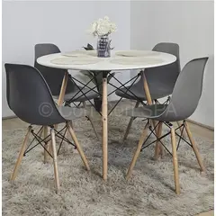 CORI CORI - Juego de Comedor Mesa Eames 80cms Blanca + 4 Silla Eames Gris