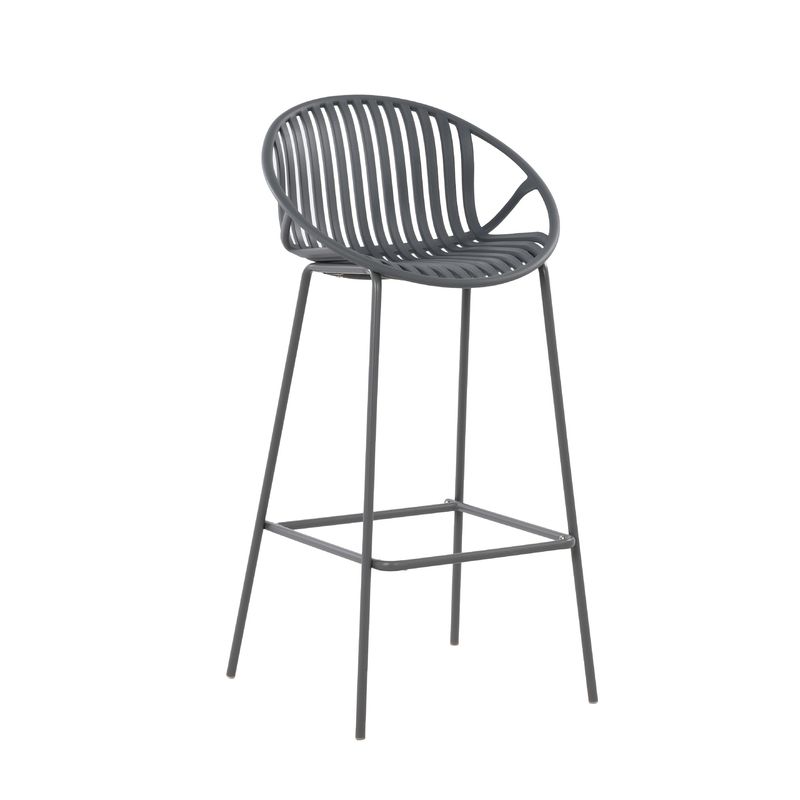 PLOS - Silla Piso Bar Taburete Terraza Cocina X1 Unidad Plos Palermo Gris Oscuro
