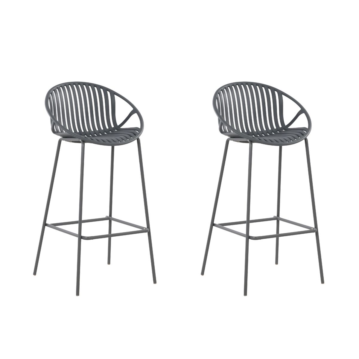 PLOS - Silla Piso Bar Taburete Terraza Pack x2 Unidades Plos Palermo Gris