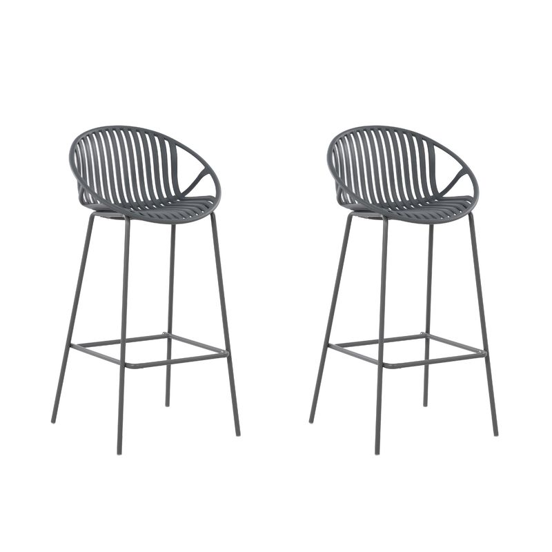 PLOS - Silla Piso Bar Taburete Terraza Cocina Pack X2 Plos Palermo Gris Oscuro