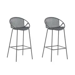 PLOS - Silla Piso Bar Taburete Terraza Cocina Pack X2 Palermo Gris Oscuro