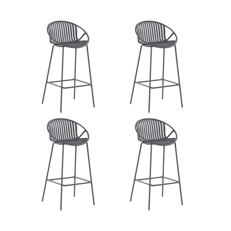 PLOS - Silla Piso Bar Taburete Terraza Cocina Pack X4 Plos Palermo Gris Oscuro