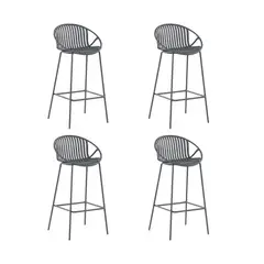 PLOS - Silla Piso Bar Taburete Terraza Cocina Pack X4 Palermo Gris Oscuro