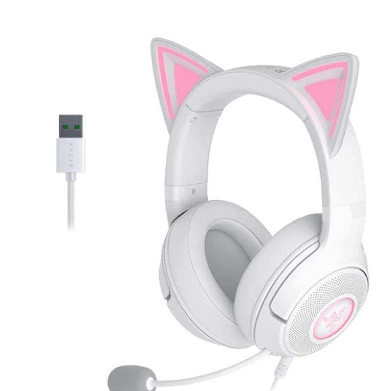 RAZER - Auriculares de juego para la cabeza de Razer V2 - versión USB-Blanco