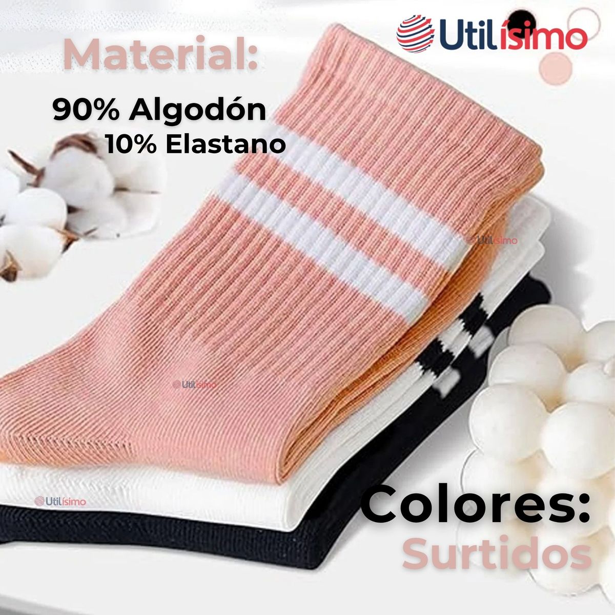 UTILISIMO - Pack 6 Calcetines Antideslizantes Largos Mujer