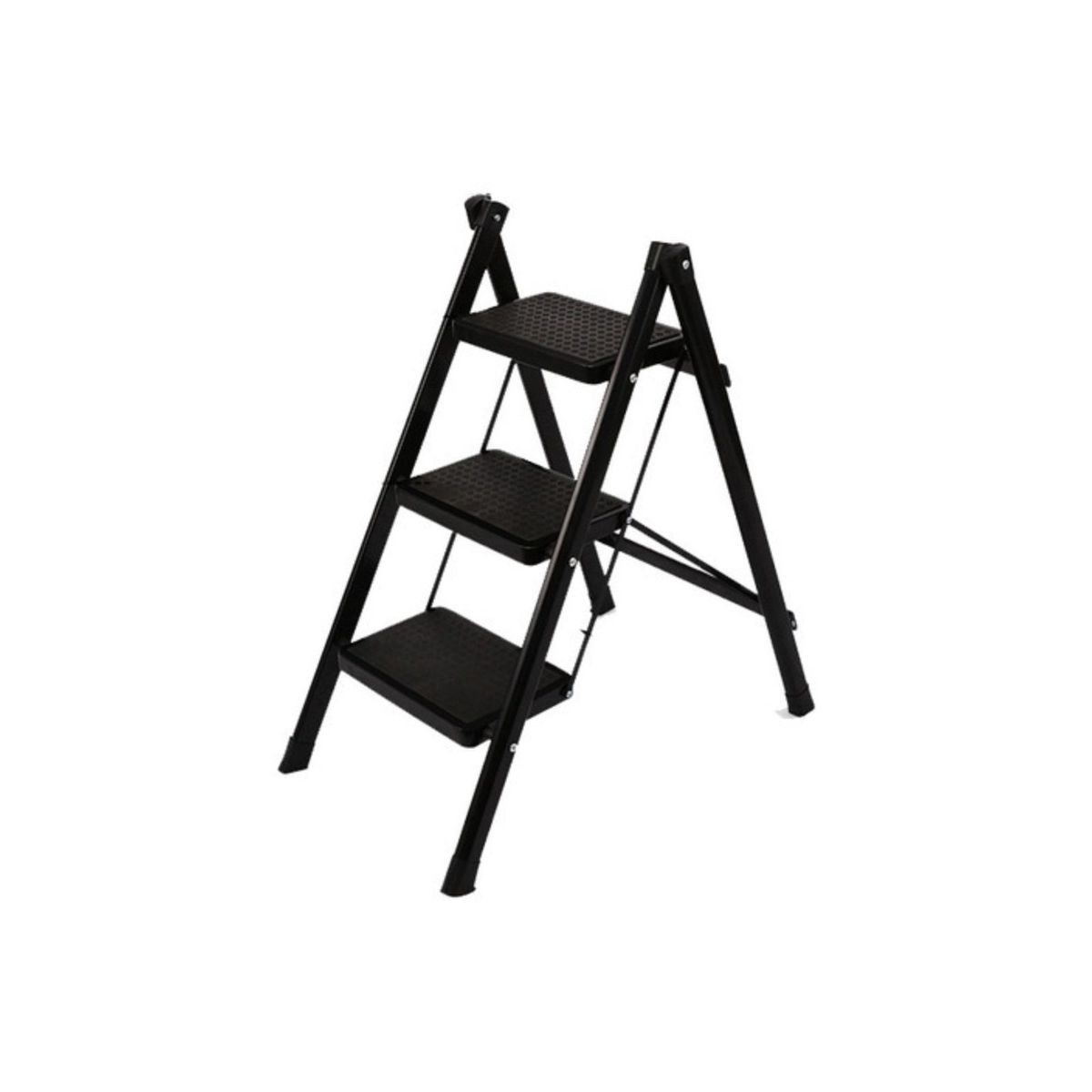GENERICO - Escalera Banqueta Plegable 3 Escalones Tijera Aluminio Color Negro