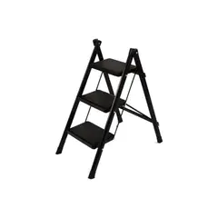GENERICO - Escalera Banqueta Plegable 3 Escalones Tijera Aluminio Color Negro