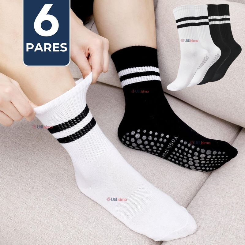UTILISIMO - Pack 6 Pares Calcetines Antideslizantes Largos Hombre