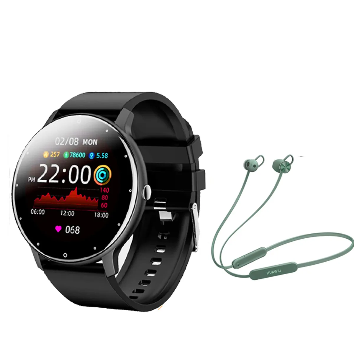HUAWEI - Audífonos Bluetooth Huawei Freelace Lite Verde Y  Toumi Fit Pro-B watch