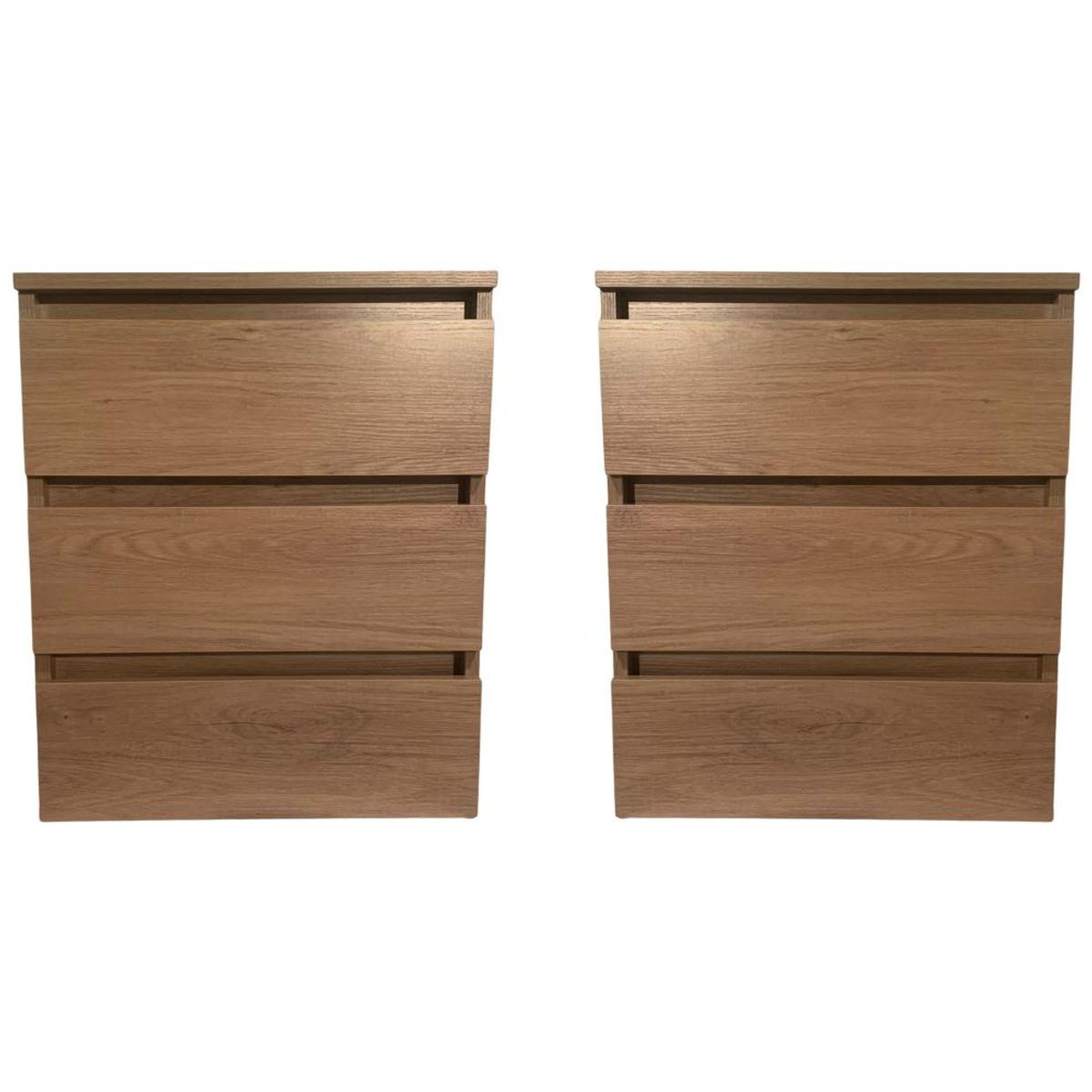 ITAHOME - SET 2 VELADORES DORMITORIO CALVARI 3 CAJONES MADERA