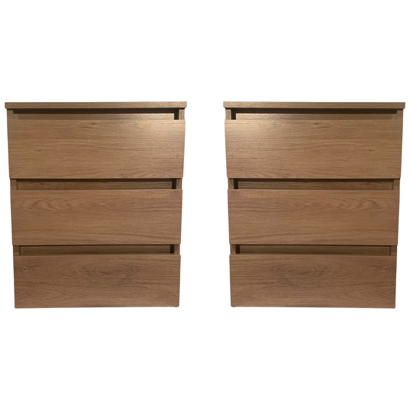 ITAHOME - SET 2 VELADORES DORMITORIO CALVARI 3 CAJONES MADERA