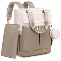 GENERICO - Bolso Maternal 2 en 1 Mochila y Bandolera con Cambiador - Rosa Beige