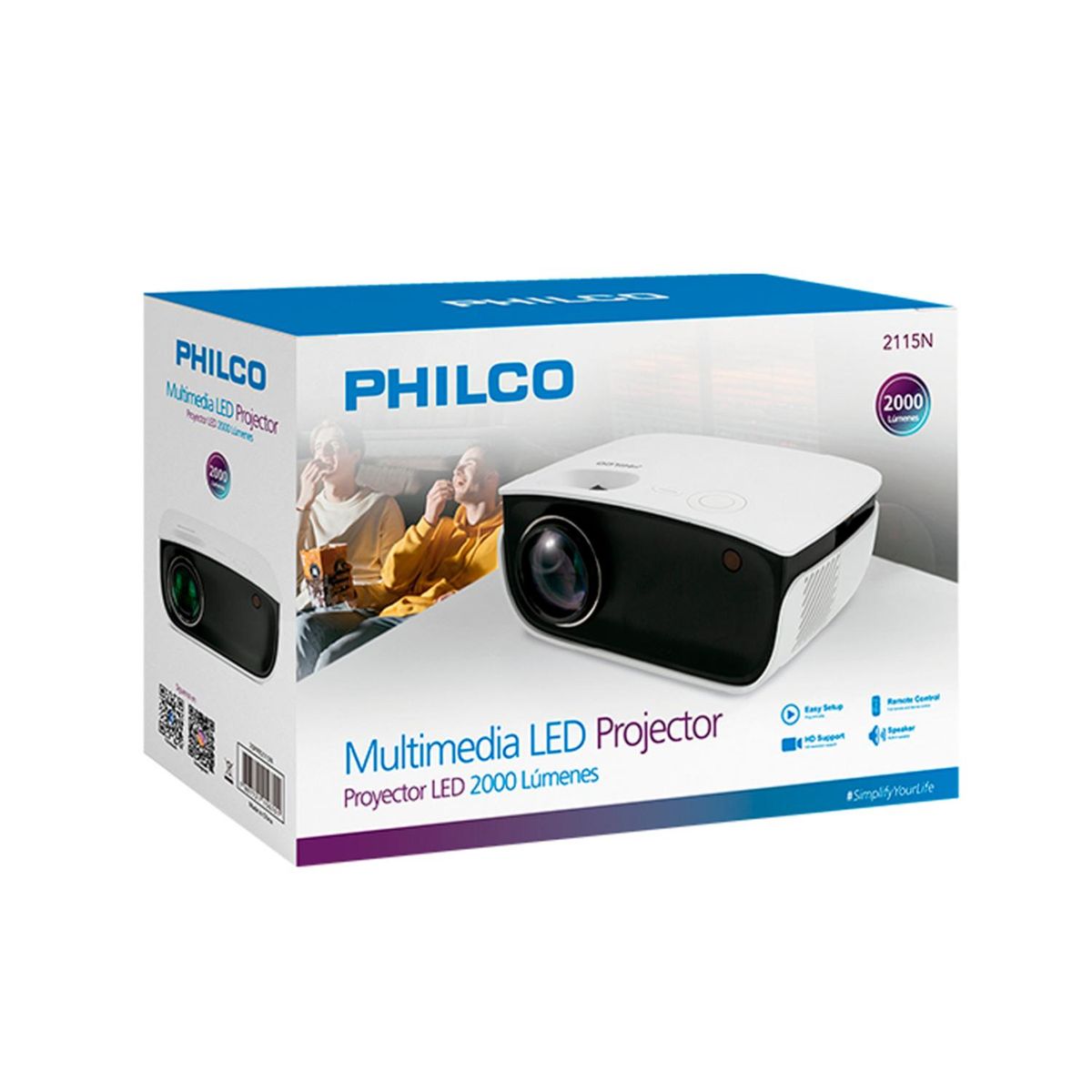PHILCO - Proyector Multimedia LED 2000 Lumene HD 1080P HDMI Philco