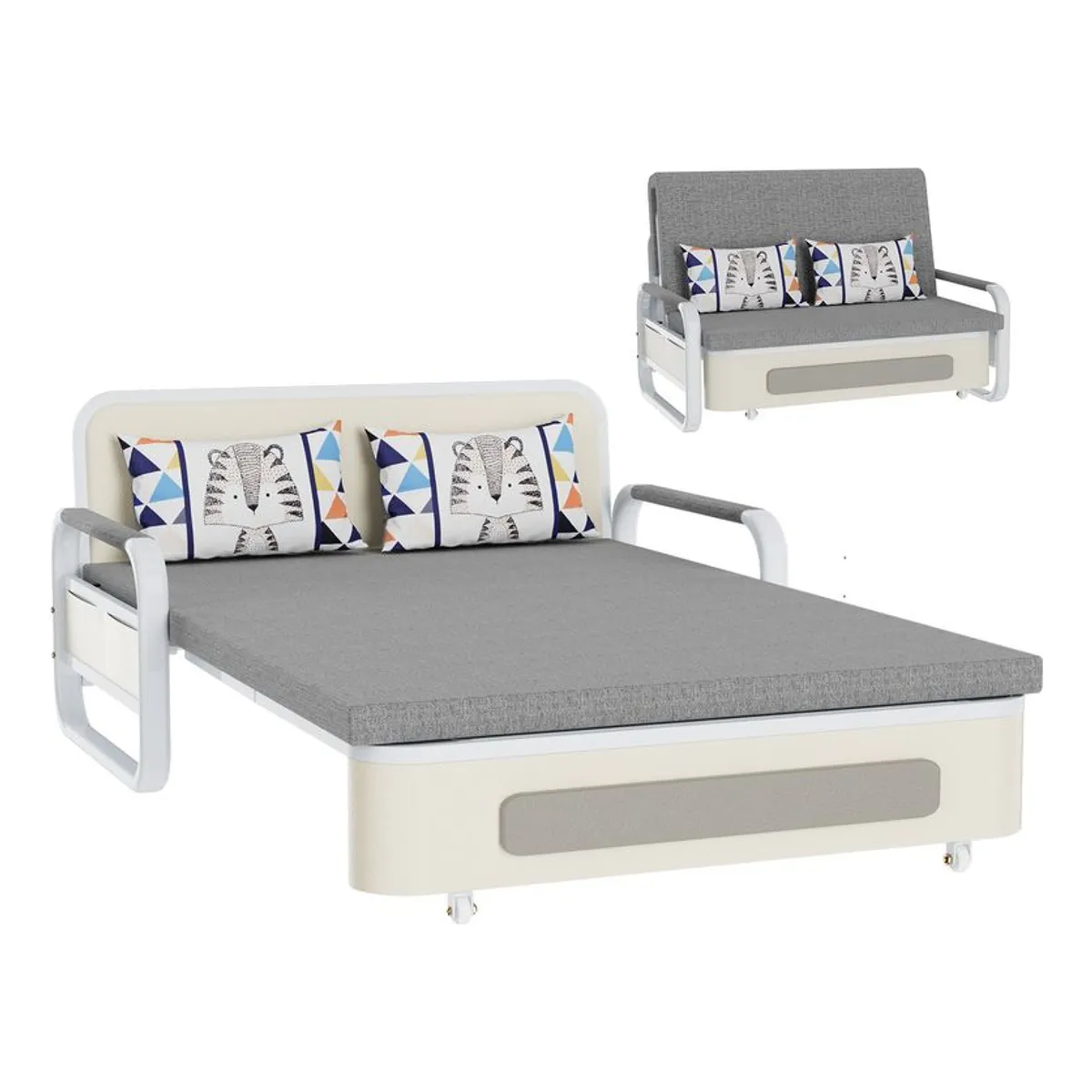 ANYHOGAR - Sofá Cama Plegable Gris aa
