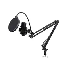 PHILCO - Kit Grabacion Microfono Negro Antipop Atril Metalico