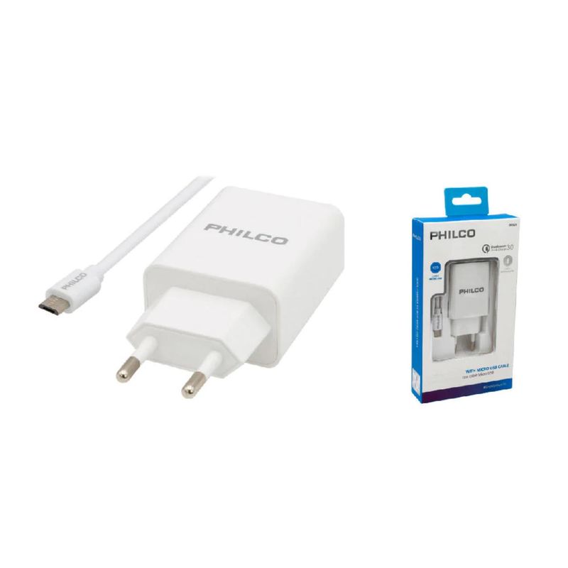 PHILCO - Cargador De Pared USB Carga Rapida Micro USB QC620 Philco