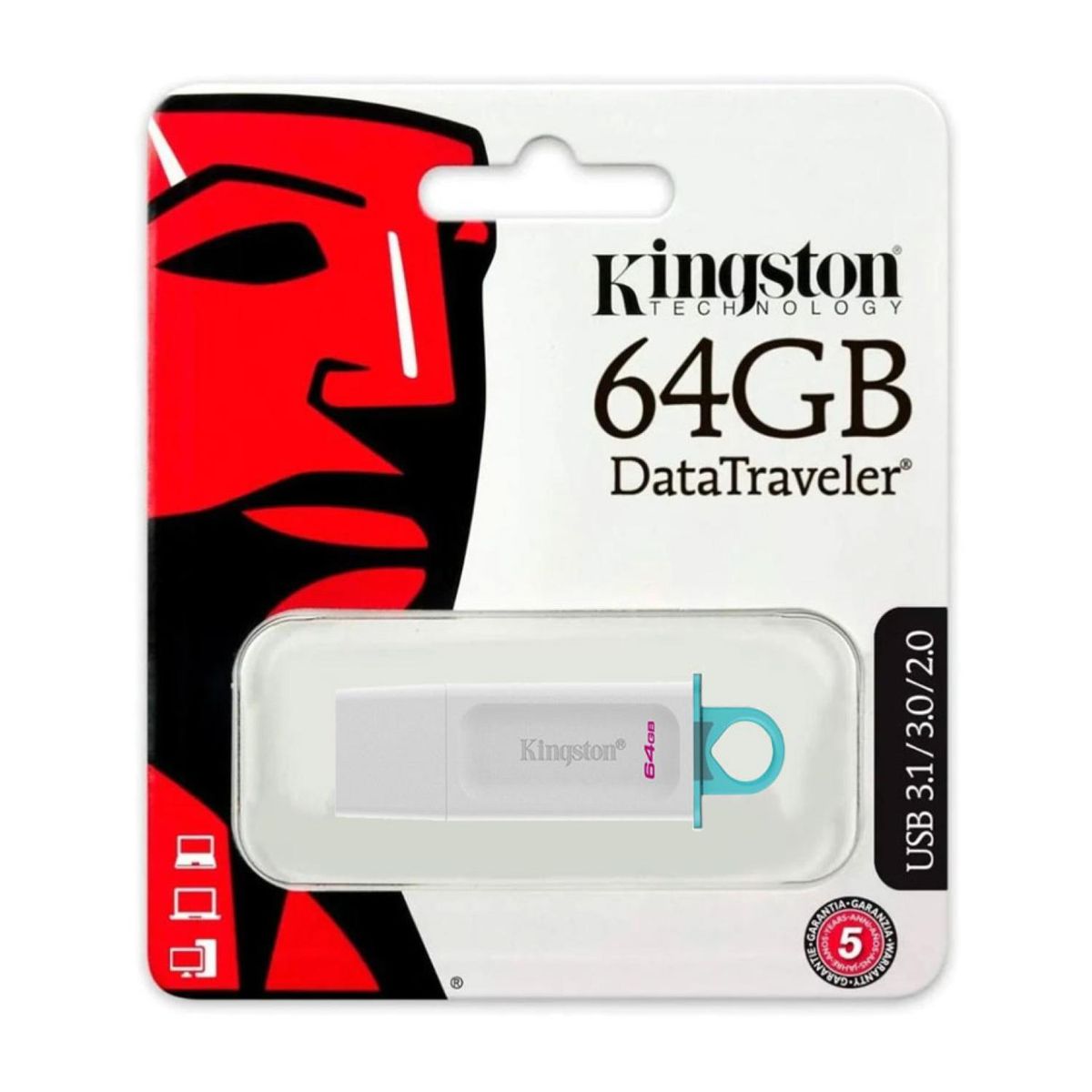 KINGSTON - Pendrive USB 3.2 64Gb Datatraveler Blanco Exodia Kingston