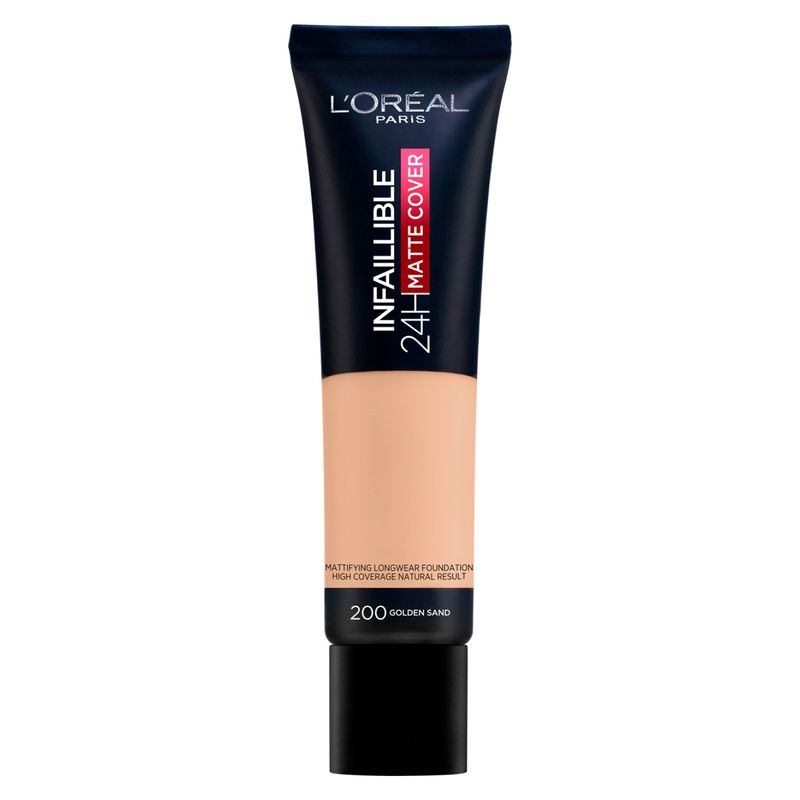 LOREAL PARIS - Base Maquillaje Infallible Matte Cover 200 Sable Dore  Loreal Paris