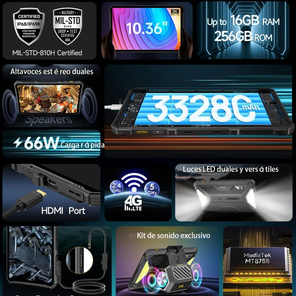 ULEFONE - Ulefone Armor PAD 3 Pro Tableta 16GB+256GB 33280mAh WiFi NFC