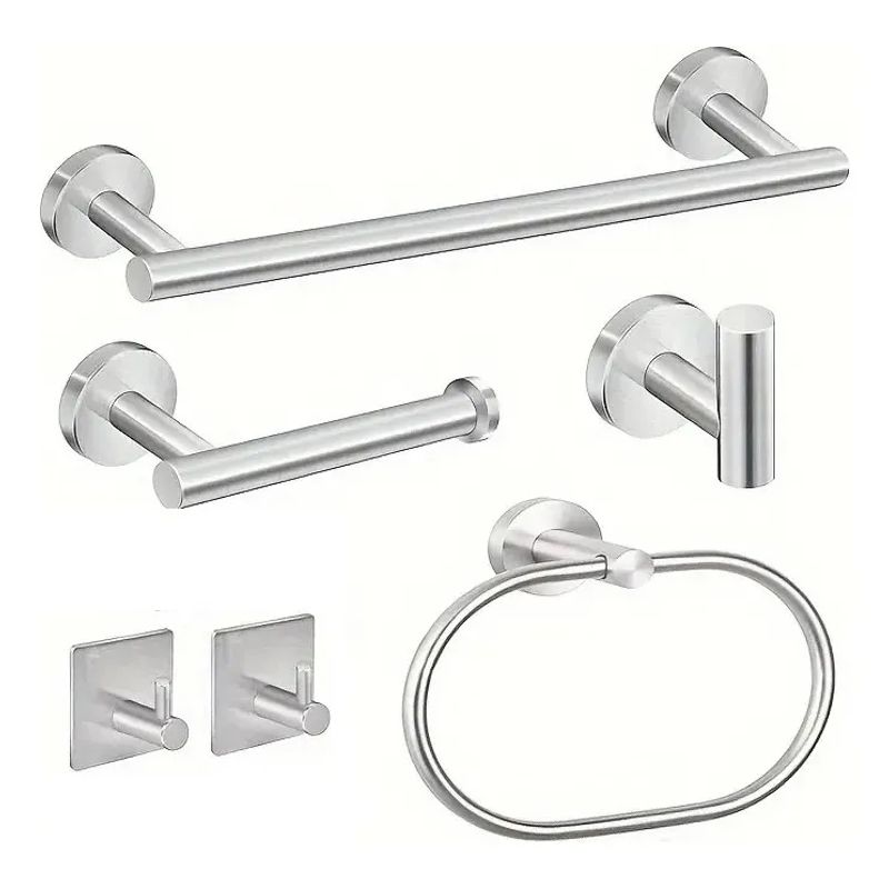 LISM - Set De 6 Accesorios De Baño Acero Inoxidable Negro Y Plata
