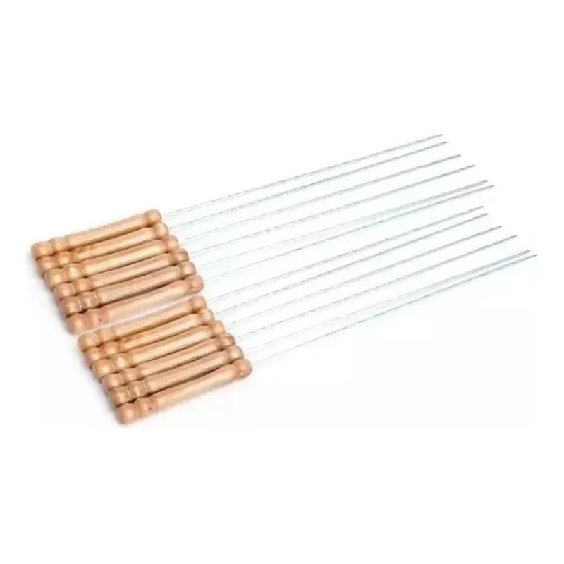 GENERICO - X12 Pinchos Para Barbacoa Parilla Asado Acero Bbq 30cm