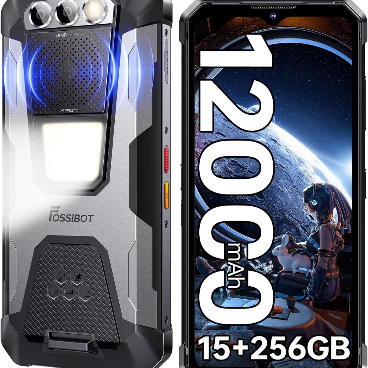OUKITEL - Fossibot F106 Pro Celular 15GB+256GB 12000mAh Smartphone NFC