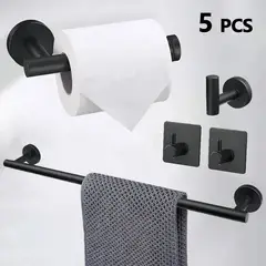LABALAOS - Set De Accesorios Baño Acero Inoxidable Juego De 5 Negro