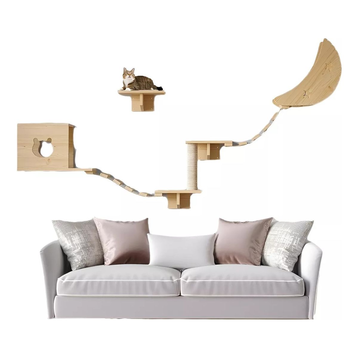 PELUDINES - Rascador Con Hamaca Para Gatos Muebles De Pared