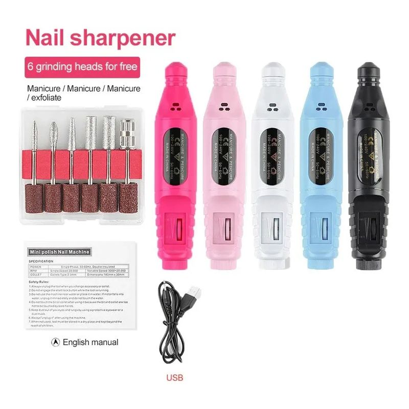 LISM - Kit Manicure Pulidor Uñas Torno Lima Eléctrico 3000rpm Usb