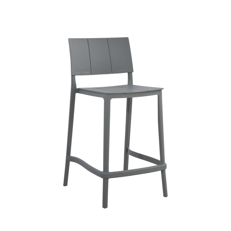PLOS - Silla Piso Bar Taburete Terraza Cocina X1 Unidad Plos Novara Gris Oscuro