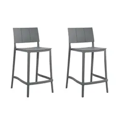 PLOS - Silla Piso Bar Taburete Terraza Cocina Pack x2 Unidades Novara Gris Oscuro