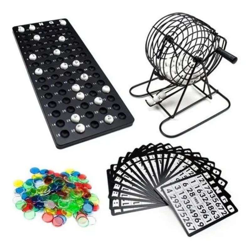 GENERICO - Set De Bingo Lota Completo Incluye Tombola Fichas Pelotas