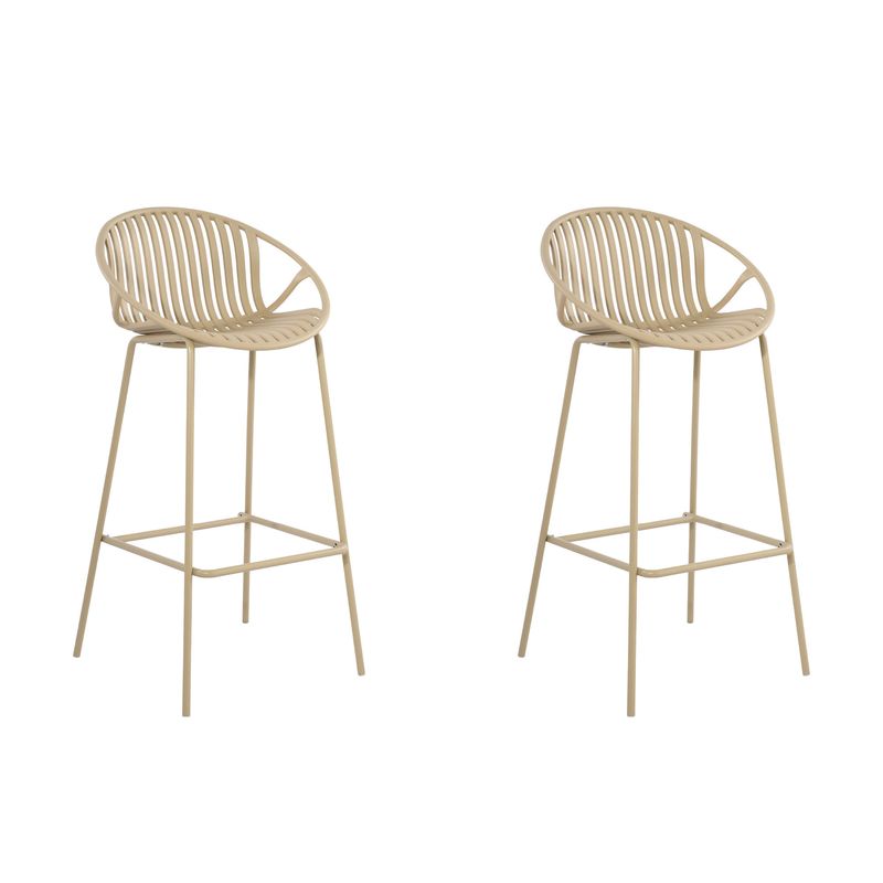 PLOS - Silla Piso Bar Taburete Terraza Cocina X2 Unidad Plos Palermo Beige