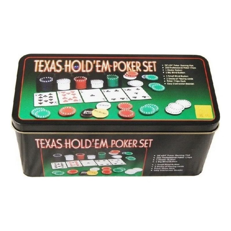 GENERICO - Set De Poker Texas Holdem 200 Fichas Profesional Set Caja