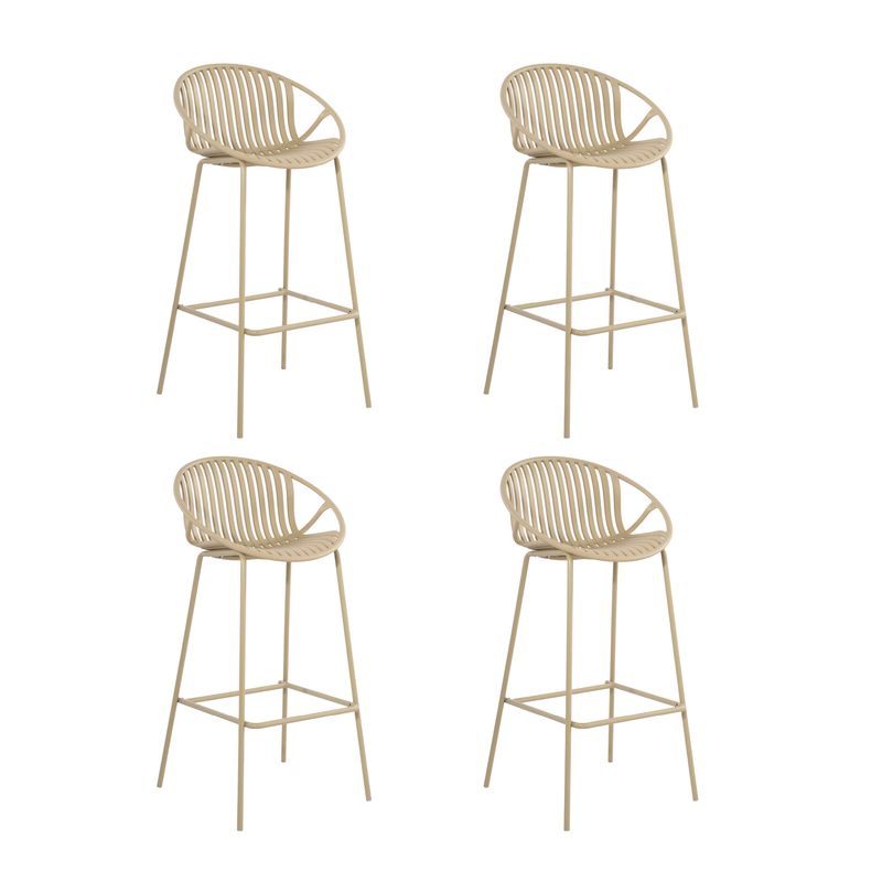 PLOS - Silla Piso Bar Taburete Terraza Cocina Pack X4 Unidades Plos Palermo Beige