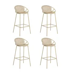 PLOS - Silla Piso Bar Taburete Terraza Cocina Pack X4 Unidades Palermo Beige