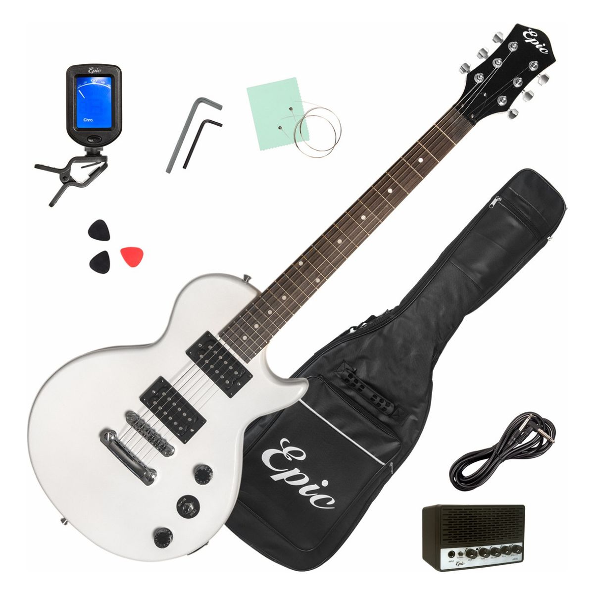 GENERICO - Guitarra Eléctrica Lp Epic pack Funda Amplificador Afinador Color Blanco