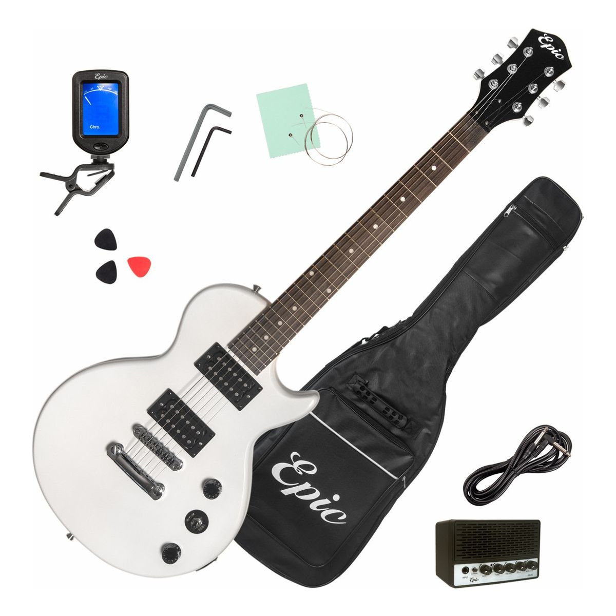 GENERICO - Guitarra Eléctrica Lp Epic pack Funda Amplificador Afinador Color Blanco
