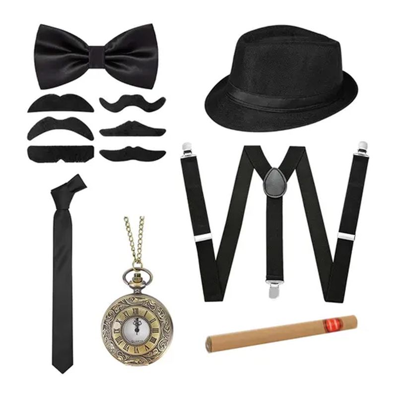 ESHOPANGIE - Set De Disfraz Fiesta De Gatsby 12 Piezas Para Hombre De Los Años 20
