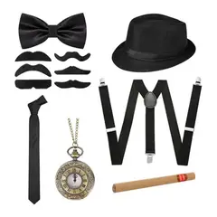 ESHOPANGIE - Set De Disfraz Fiesta De Gatsby 12 Piezas Para Hombre De Los Años 20