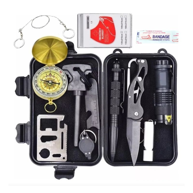 EKOL TACTICA MILITAR - Kit Herramientas Supervivencia Outdoor Camping 11 En 1 Emergencia