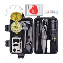 EKOL TACTICA MILITAR - Kit Herramientas Supervivencia Outdoor Camping 11 En 1 Emergencia